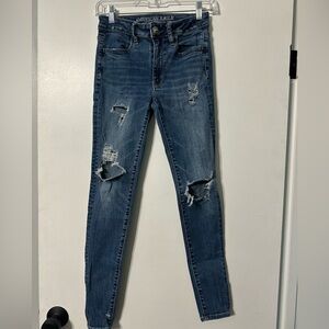 American Eagle Outfitters Denim Skinny Jeans with Distressing Womens 2 Regular